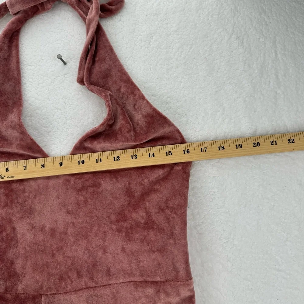 NWT Free People Monte Pink Velvet WideLeg Halter Jumpsuit Large - Picture 6 of 11